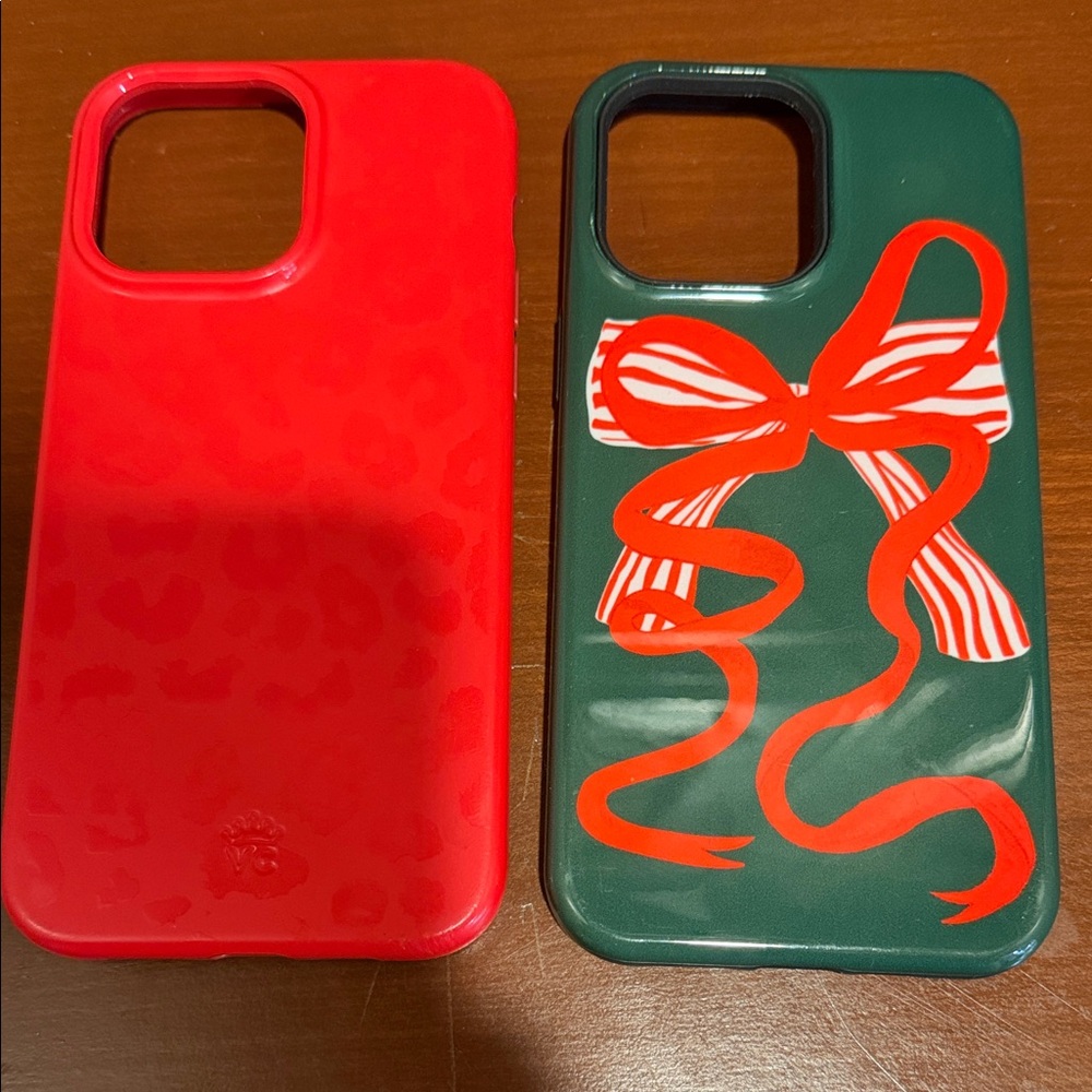 Stylish Red and Green Phone Cases with Bow Design